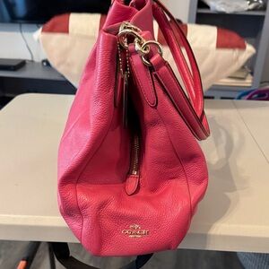 Limited Color Coach Madison Three Pocket Pink Shoulder Bag Pebbled Leather
